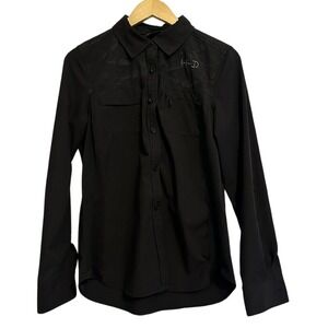 Harley Davidson Shirt Women's Size Medium Black Silky Side and‎ Back Vented Moto